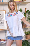 Solid Flared Short Sleeve Top  Davi & Dani   