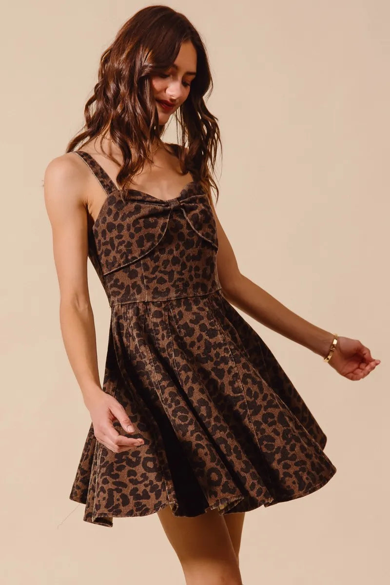 SO ME Leopard Print Flare Dress with Sweetheart Neckline Wild Chic Style - NeoKira Unlimited