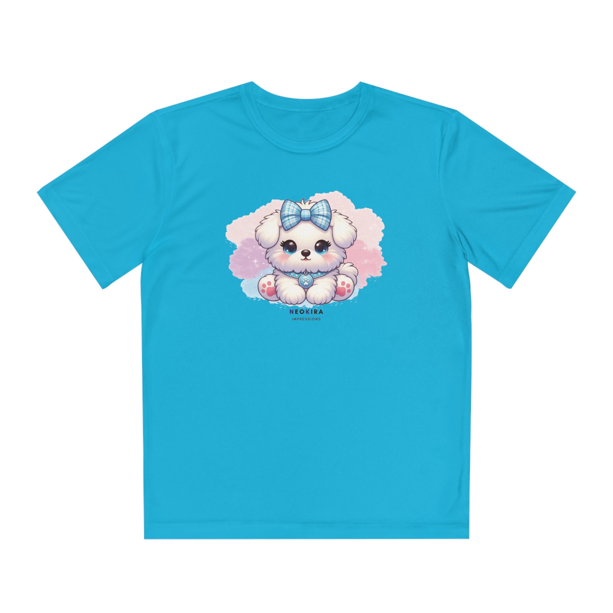 CUTE WHITE DOG Youth Competitor Tee Kids clothes Printify Atomic Blue XS 