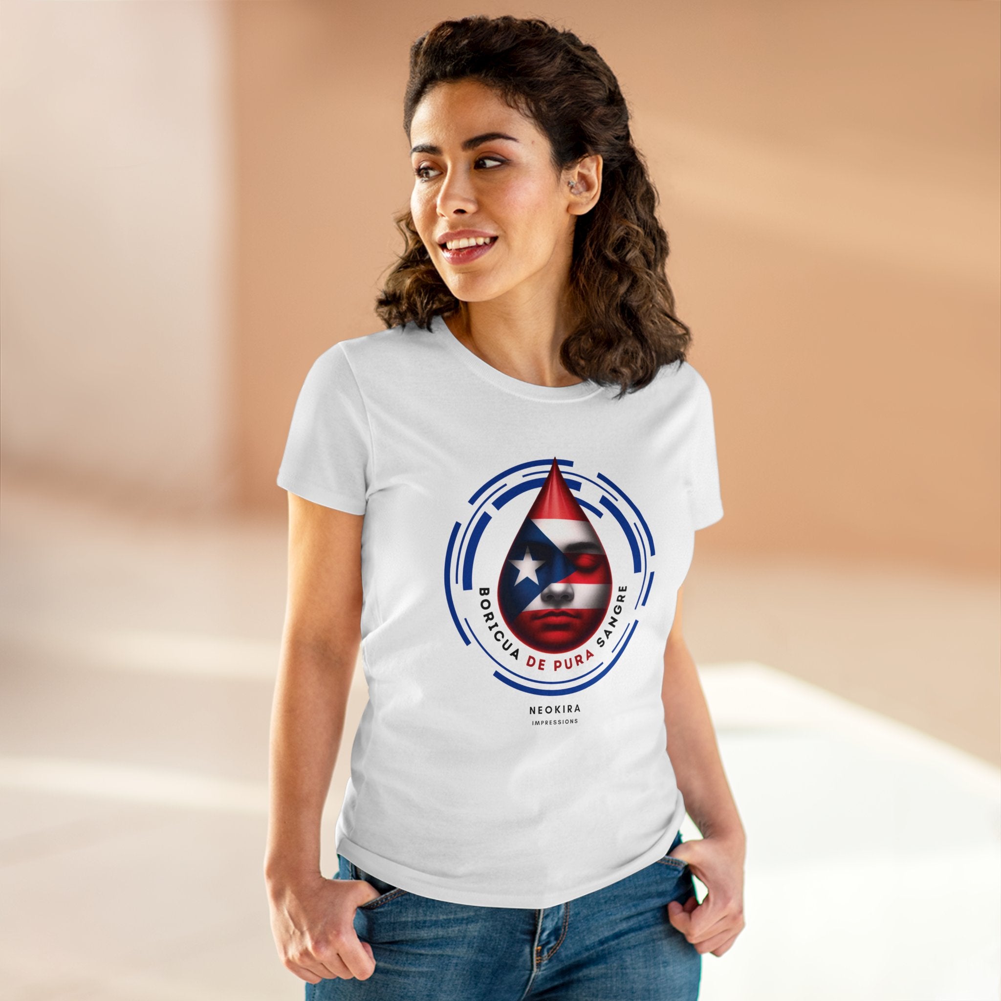 BORICUA DE PURA SANGRE Women's Midweight Cotton Tee T-Shirt Printify   