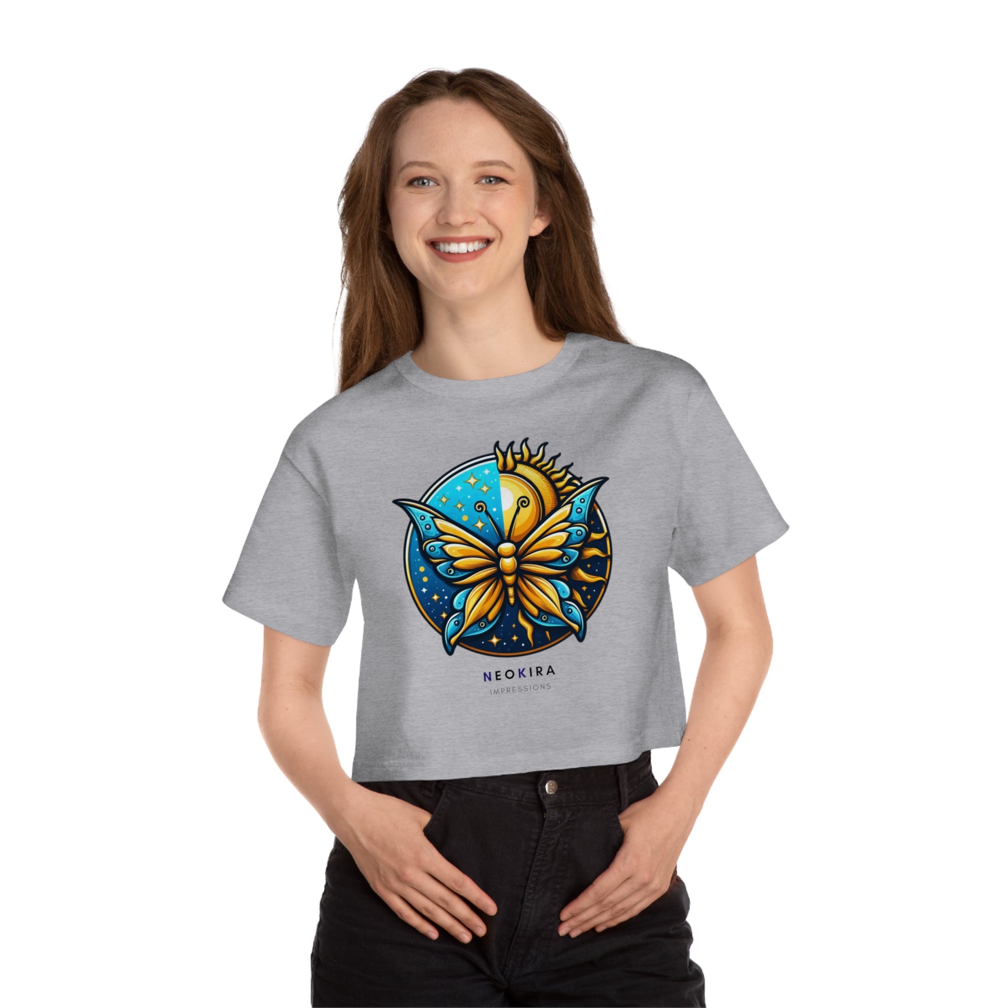 BUTTERFLY... Champion Women's Heritage Cropped T-Shirt Crop Tee Printify   