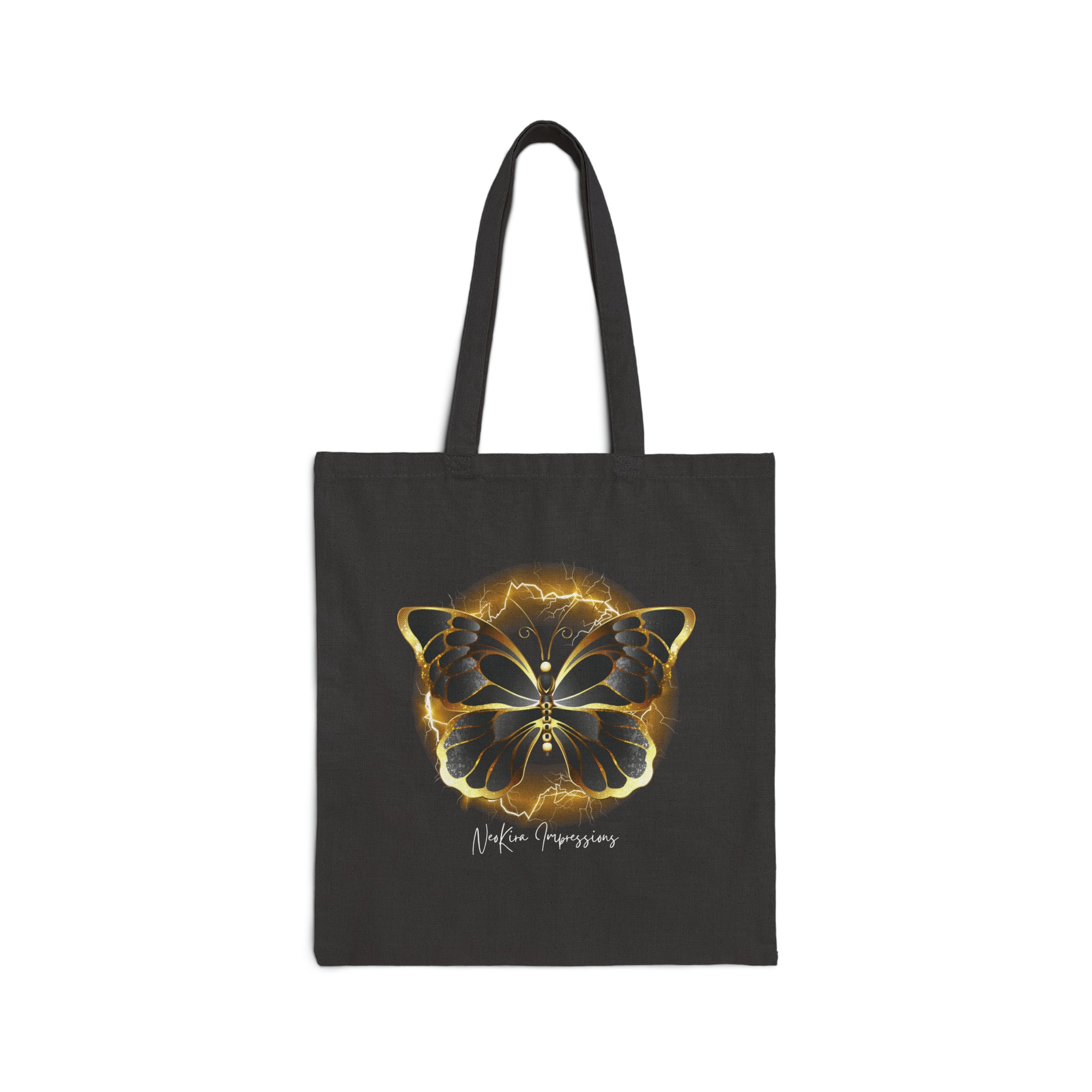 GOLDEN BUTTERFLY Cotton Canvas Tote Bag - NeoKira Unlimited