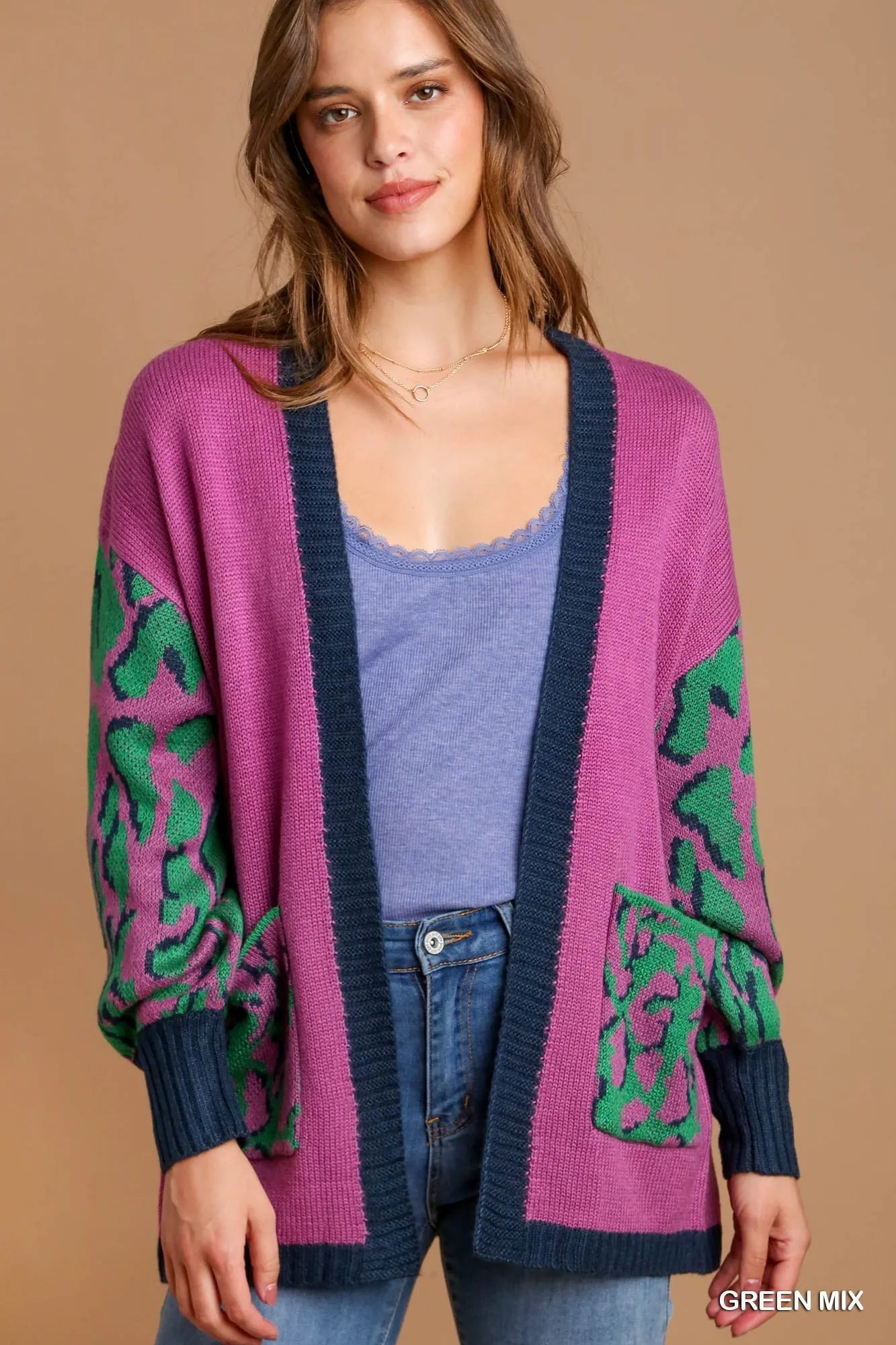 Umgee Animal Print Open Front Sweater Cardigan – Boho Cozy Statement - NeoKira Unlimited