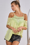 BiBi Front Crochet Lace Adjustable Strap Top Top Trendsi   