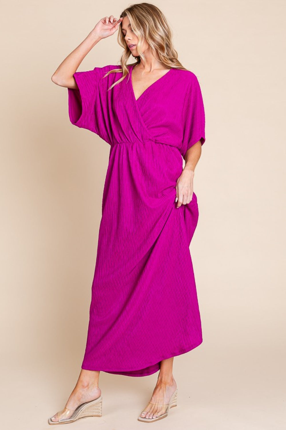 BOMBOM Surplice Maxi Dress with Pockets Maxi Dress Trendsi   