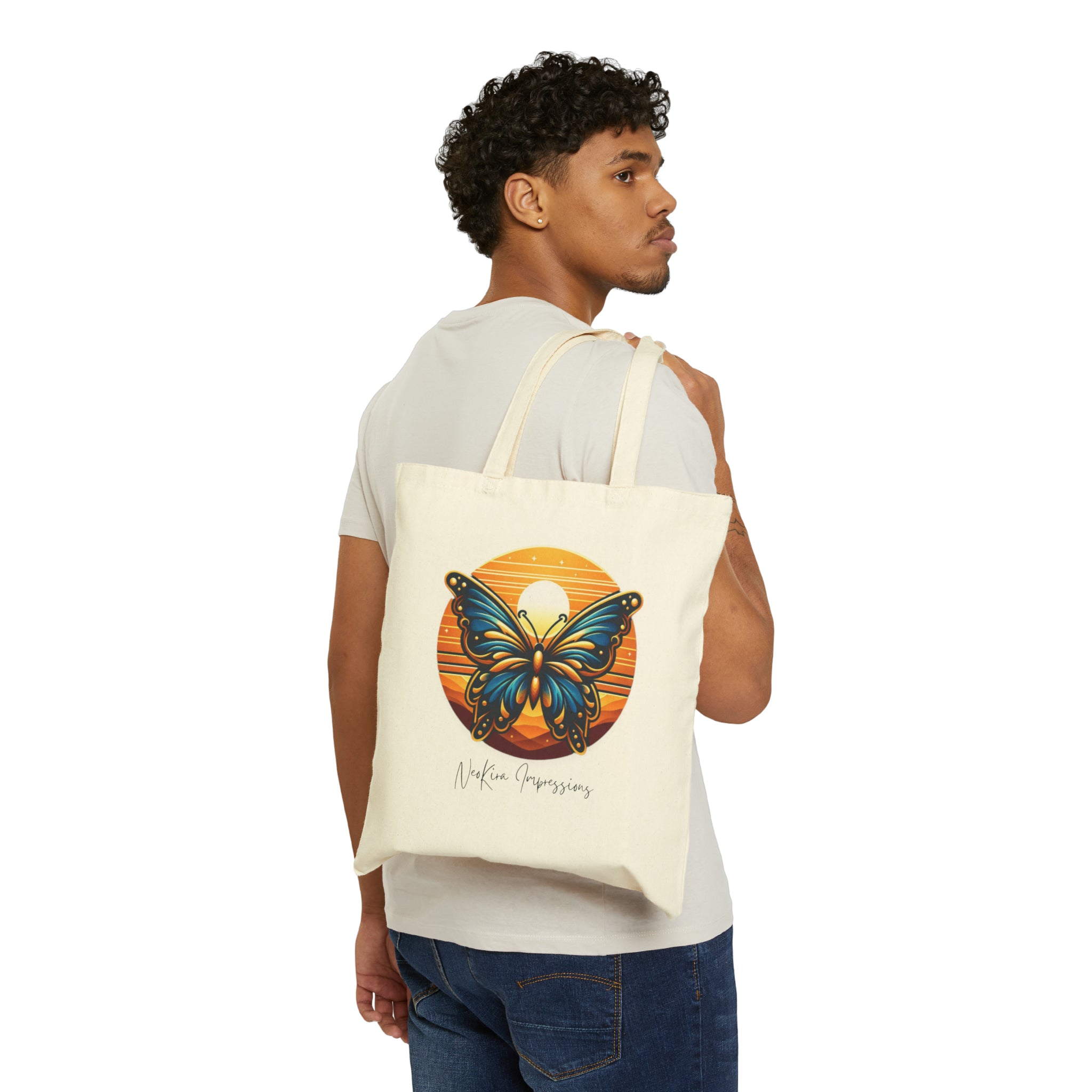 BUTTERFLY Cotton Canvas Tote Bag Tote Bag Printify   