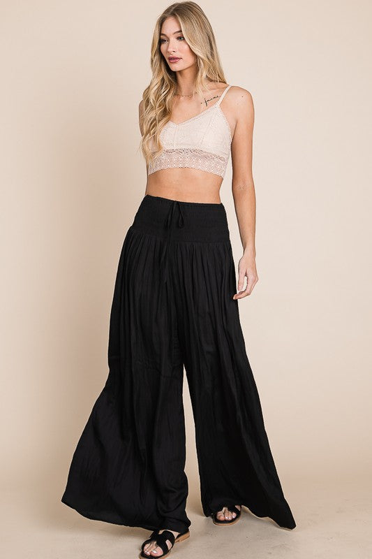 Jade By Jane Ruched Waist Wide Legs Resort Style Pants Pants Jade By Jane   