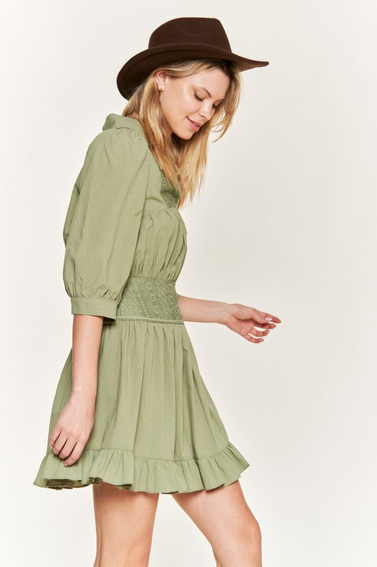 Jade By Jane Eyelet Trim V-Neck Dress | Romantic Boho Chic Plus Size Style - NeoKira Unlimited