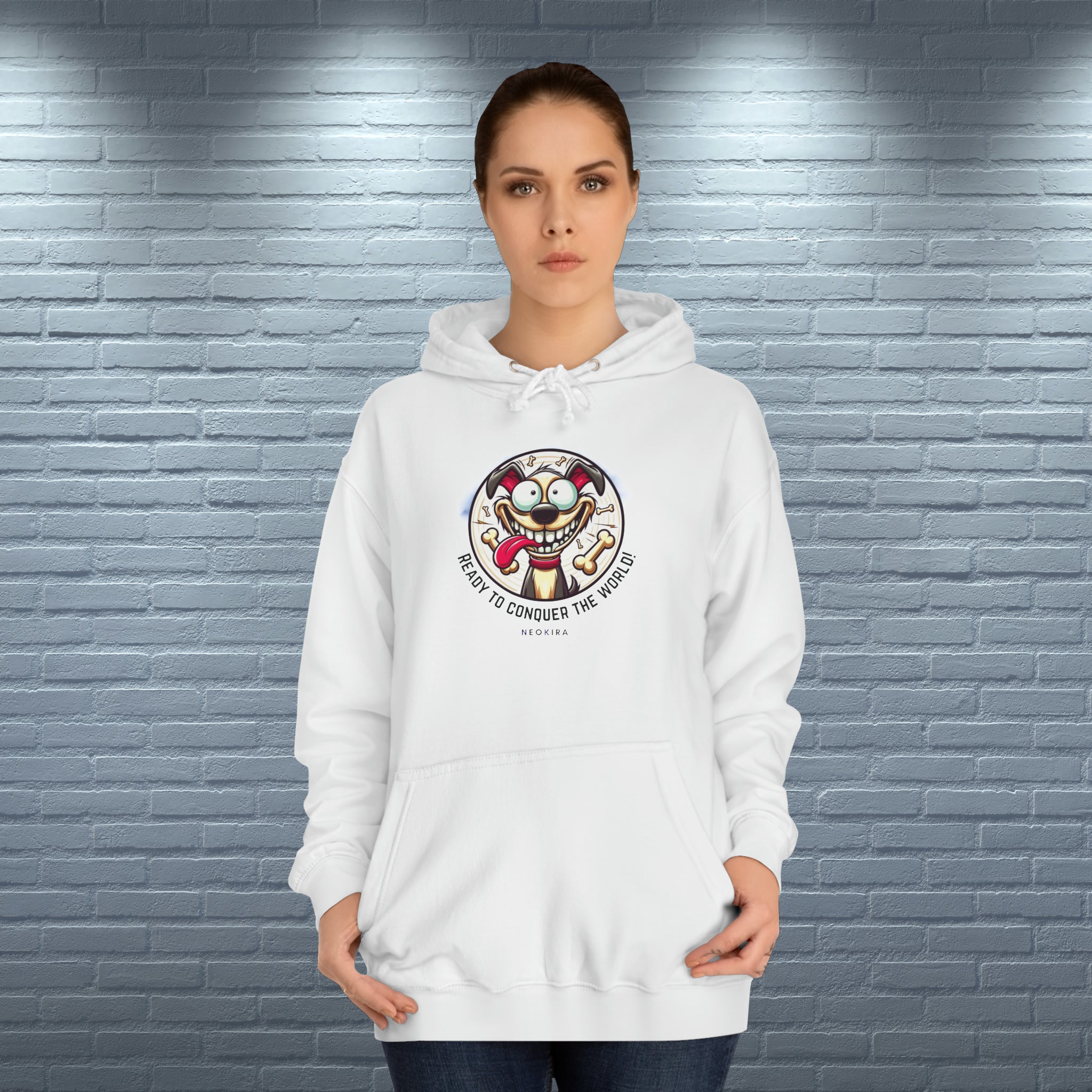 READY TO CONQUER THE WORLD Unisex College Hoodie Hooded Sweater Printify   