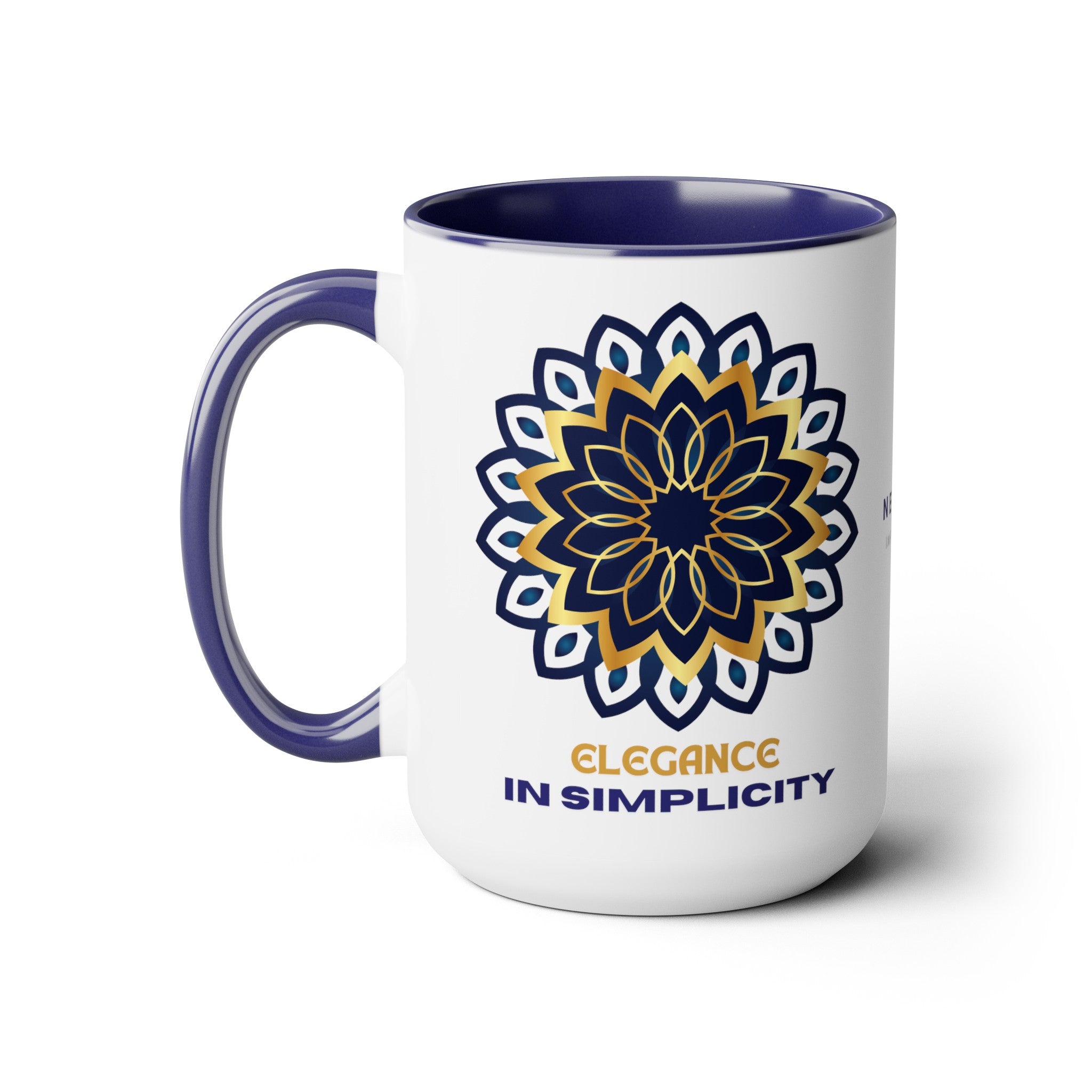 ELEGANCE IN SIMPLICITY MANDALA Two-Tone Coffee Mugs, 15oz 15oz Two-Tone Mug Printify 15oz Blue 