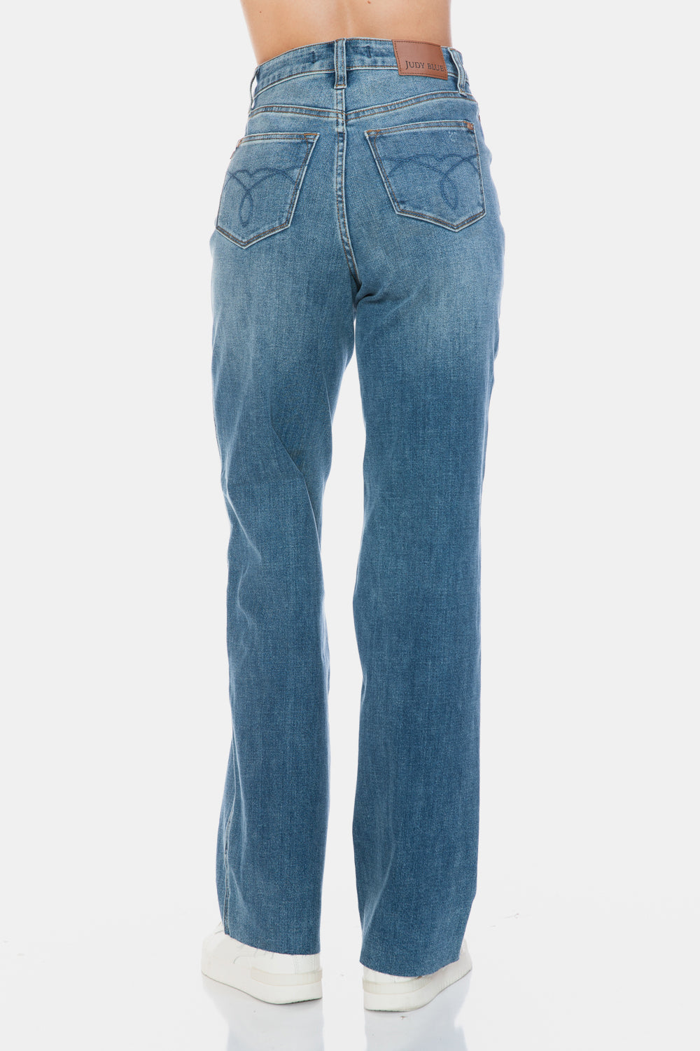 Judy Blue Full Size Tummy Control Cut Raw Hem Straight Jeans - NeoKira Unlimited
