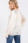 SAGE + FIG Notched Long Sleeve Blouse Blouse Trendsi   