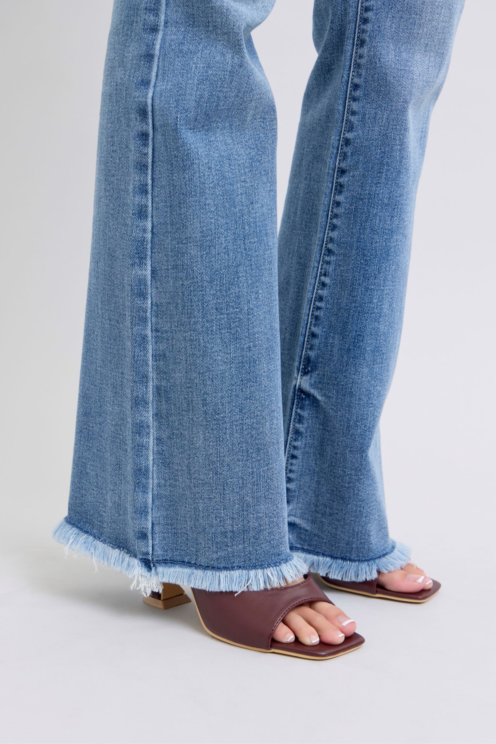 Judy Blue Full Size Raw Hem High Rise Bootcut Jeans - NeoKira Unlimited