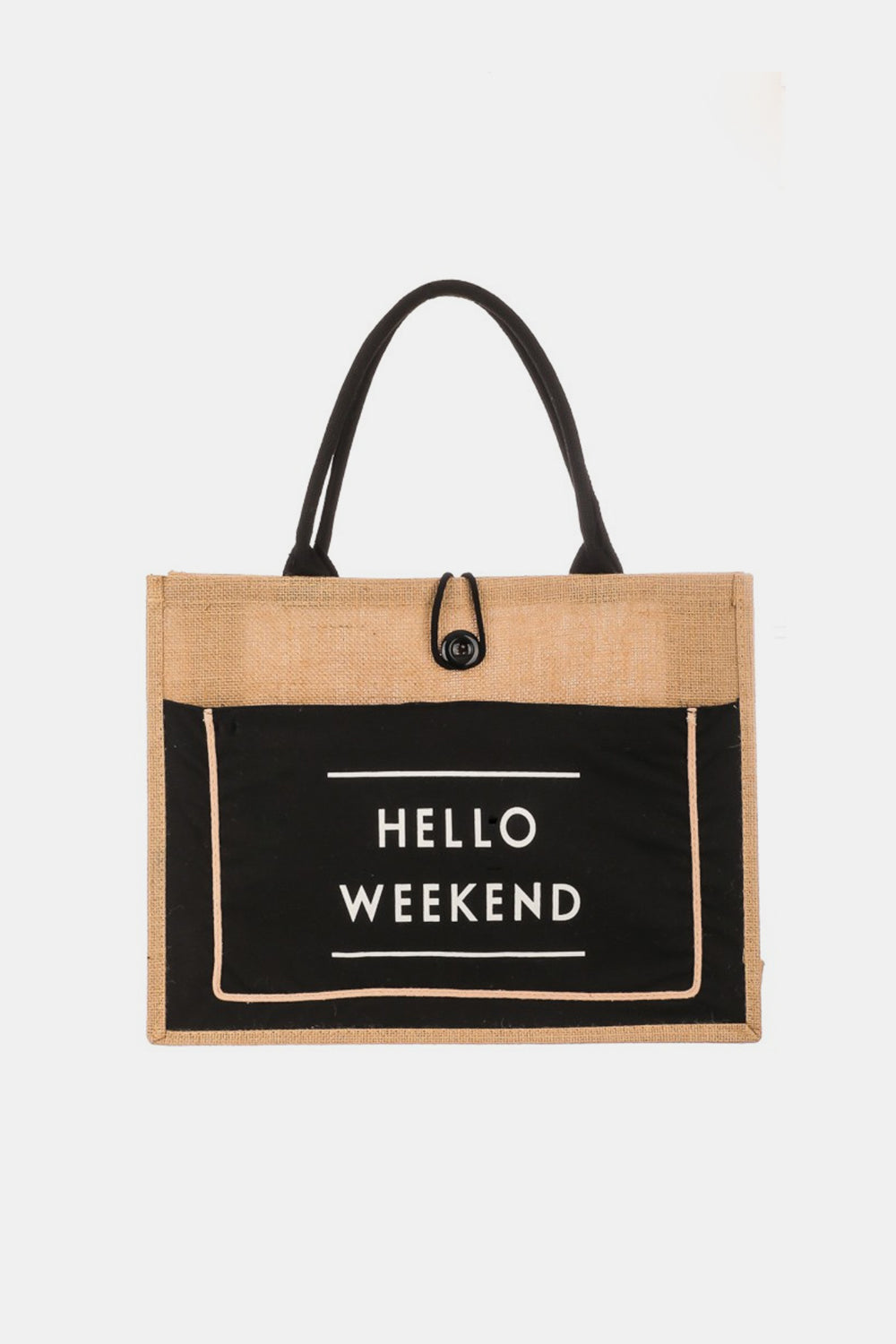 Fame Hello Weekend Burlap Tote Bag Tote Bag Trendsi   