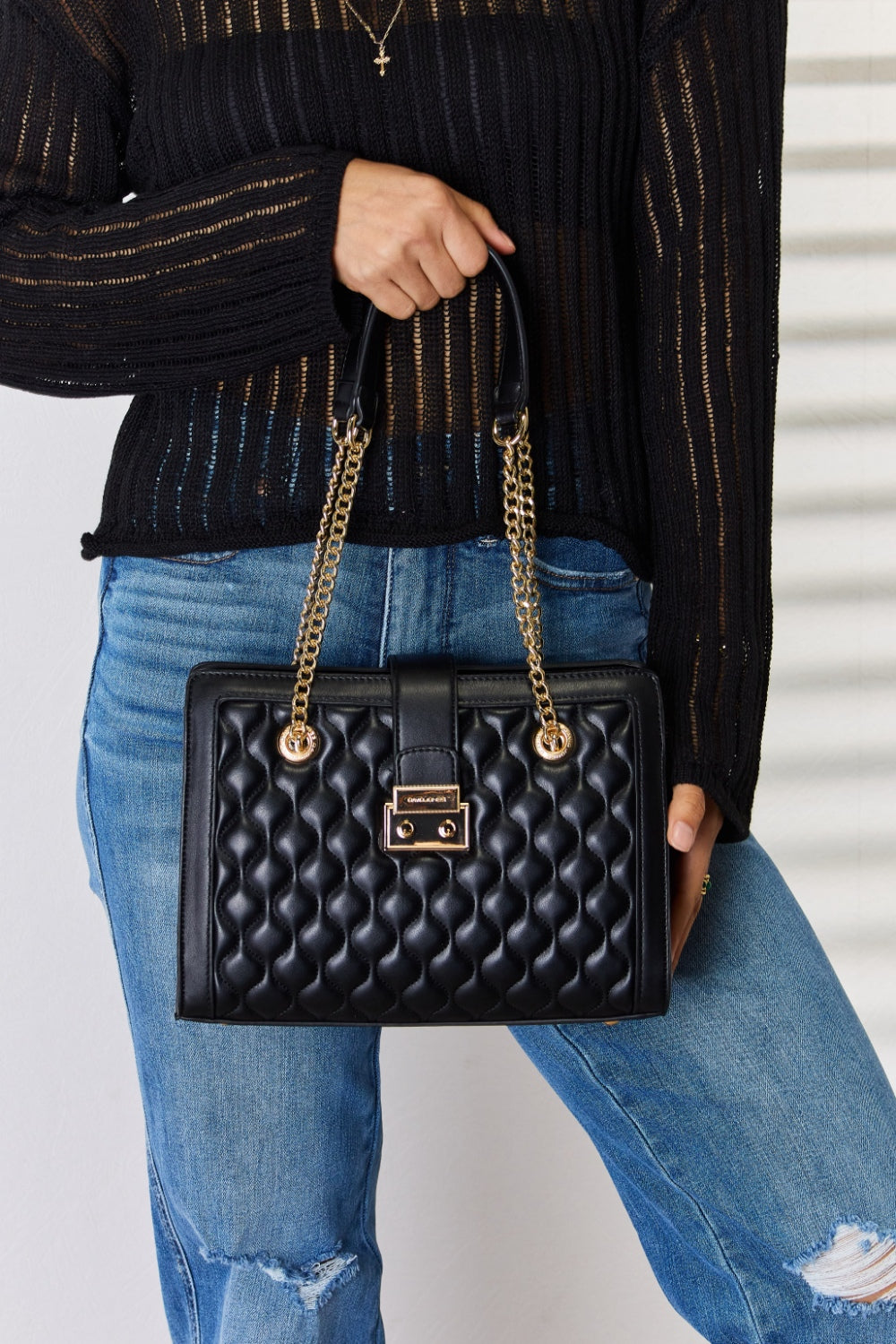 David Jones Quilted PU Leather Handbag - NeoKira Unlimited
