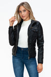 YMI Removable Faux Layered Multi-Pocket Jacket with Fuzzy Hood - NeoKira Unlimited