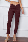 Stretchy Stitch Pants by Basic Bae Pants Trendsi Wine M 