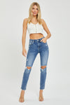 Risen Full Size High Rise Knee Distressed Skinny Jeans Jeans Trendsi   