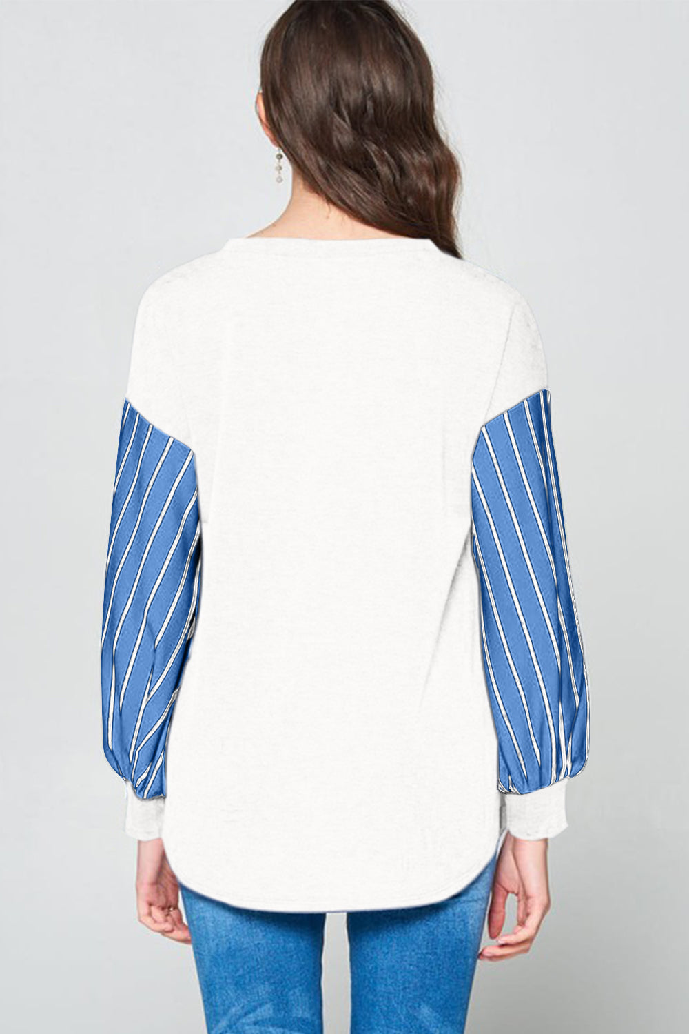 Super Lady Full Size French Terry Striped Long Sleeve Top - NeoKira Unlimited