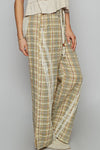 POL Lace Trim Drawstring Checkered Wide Leg Pants - NeoKira Unlimited