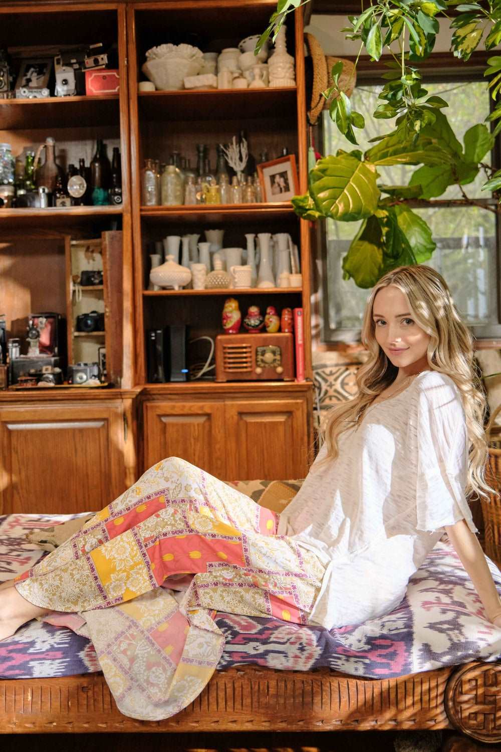 And The Why Printed Smocking Waist Side Slit Wide Leg Pants - NeoKira Unlimited