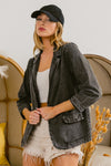 BiBi Single Breasted Washed Denim Blazer Blazer Trendsi   