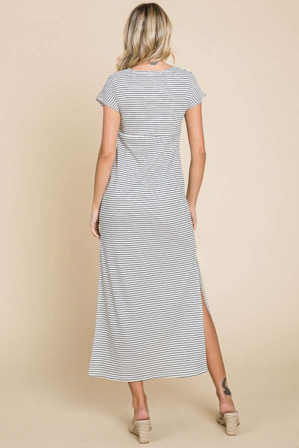 Culture Code Full Size Striped Twisted Detail Dress - NeoKira Unlimited