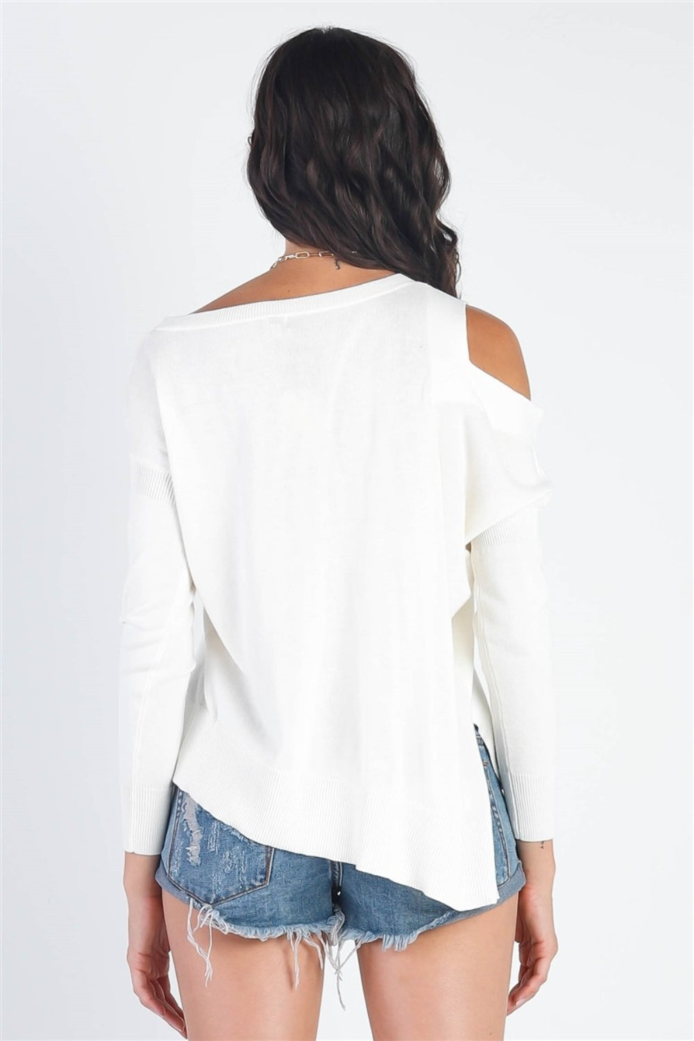 UNIQ Cold Shoulder Long Sleeve Knit Top Top Trendsi   