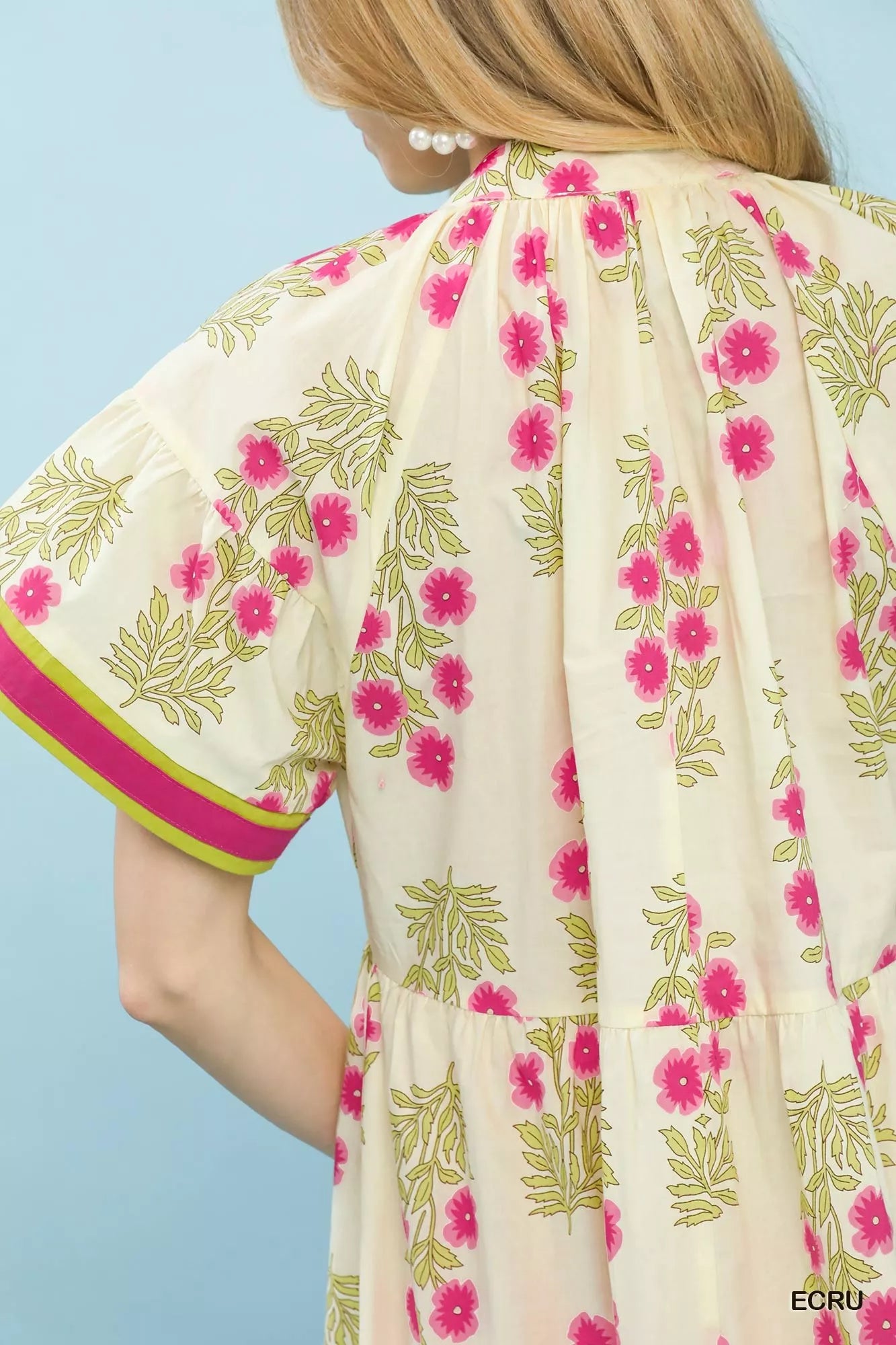 Umgee Floral Border Tiered Midi Dress Boho Chic - NeoKira Unlimited