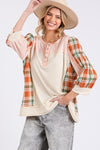 SAGE + FIG Exposed Seam Button Detail Plaid Top - NeoKira Unlimited