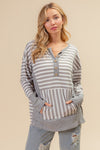 BiBi Striped Thumbhole Long Sleeve Top Top Trendsi   