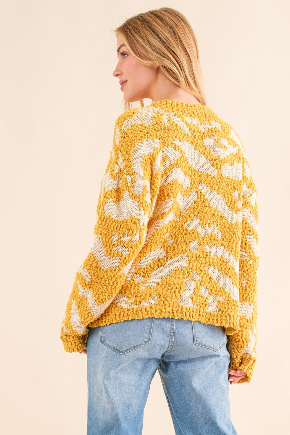And The Why Full Size Textured Pattern Contrast Sweater - NeoKira Unlimited