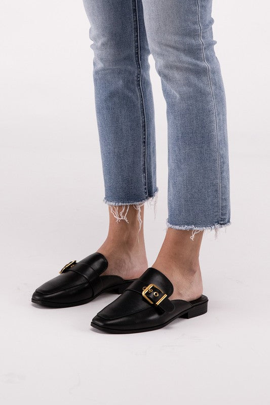 Chantal-S Buckle Backless Slide Loafers – Sophisticated Modern - NeoKira Unlimited