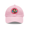 ICE CREAM Dad Hat with Leather Patch (Round) Caps Printify Light Pink / Pink patch Circle One size