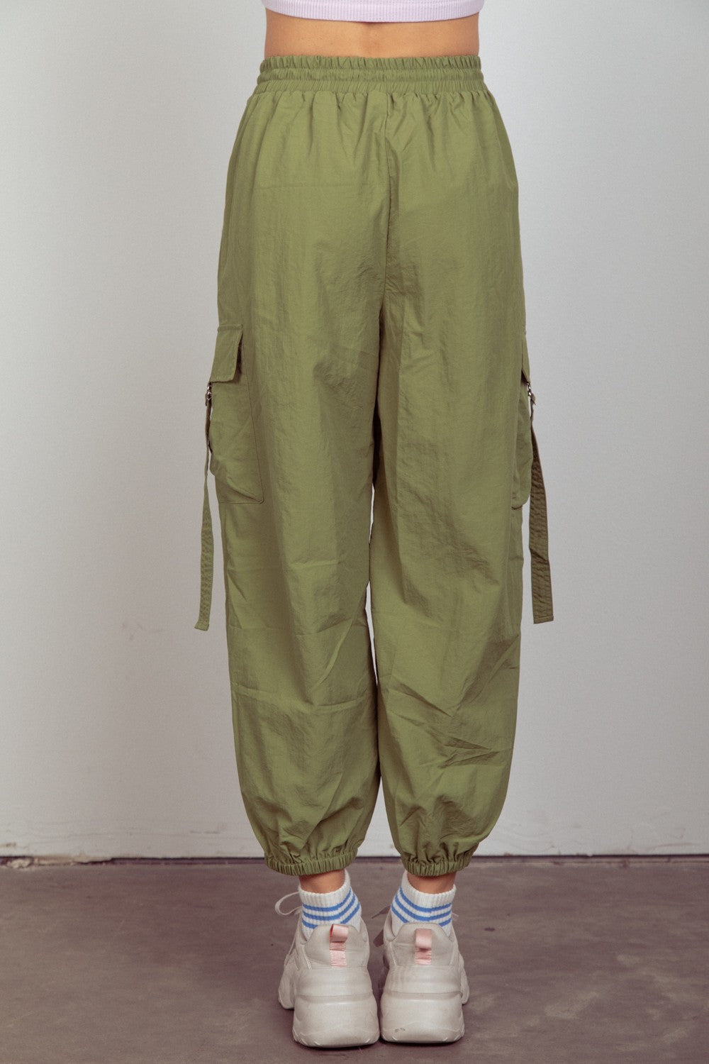 VERY J Elastic Waist Woven Cargo Pants Pants Trendsi   