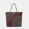 Nicole Lee USA Metallic Stitching Embroidery Inlaid Rhinestone Tote Bag Tote Bag Trendsi Wine One Size 