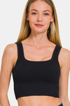 Zenana Ribbed Seamless Tank with Pads Crop Tank Trendsi   