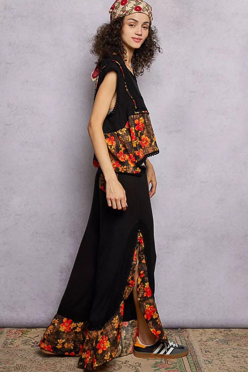 POL Lace Detail Floral Cropped Ruffled Top Boho Chic - NeoKira Unlimited