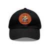 TIME TO WINE DOWN Dad Hat with Leather Patch (Round) Caps Printify Black / Light Brown Circle One size