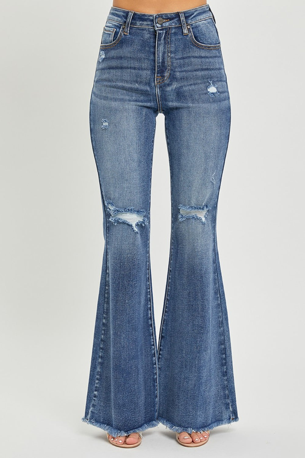 RISEN High Waist Distressed Fare Jeans Jeans Trendsi   