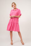 And The Why Full Size Raw Edge Washed Tiered Shirt Dress Short Dress Trendsi   