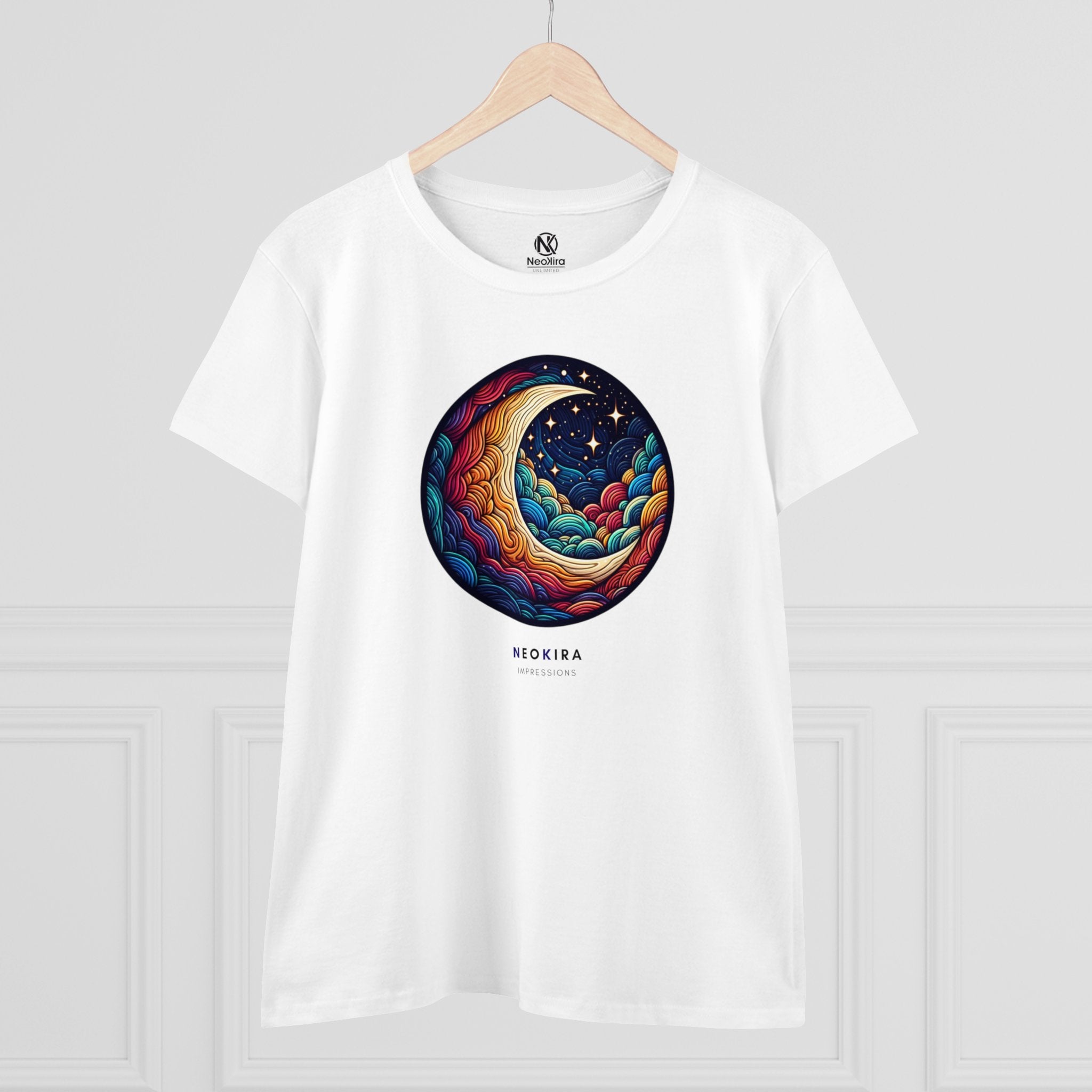 MOON AND STARS Women's Midweight Cotton Tee T-Shirt Printify   