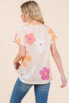 BOMBOM Floral Short Sleeve T-Shirt T-Shirt Trendsi   