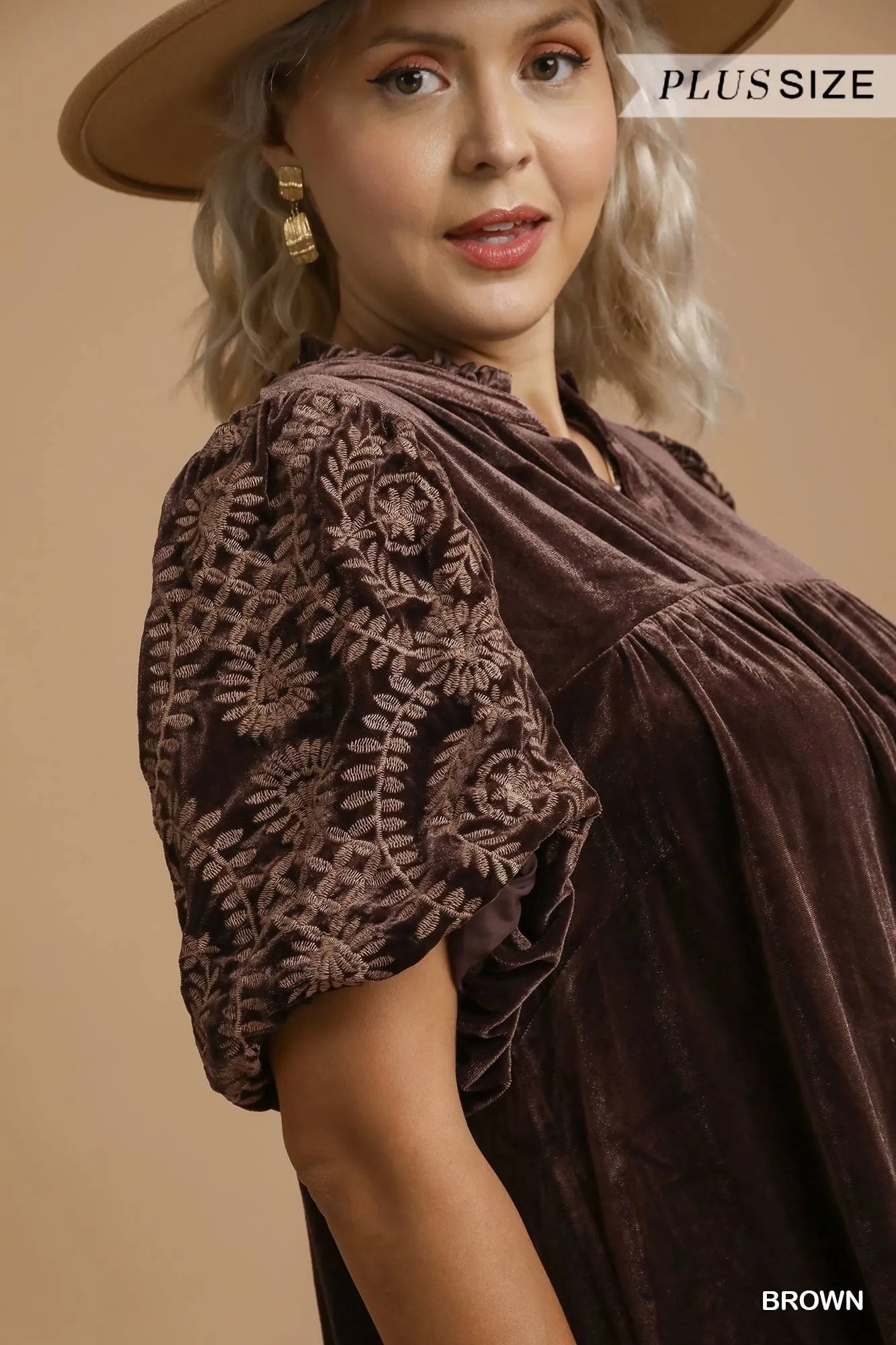 Umgee Velvet Embroidered Sleeve Blouse – Boho Luxe Plus Style - NeoKira Unlimited