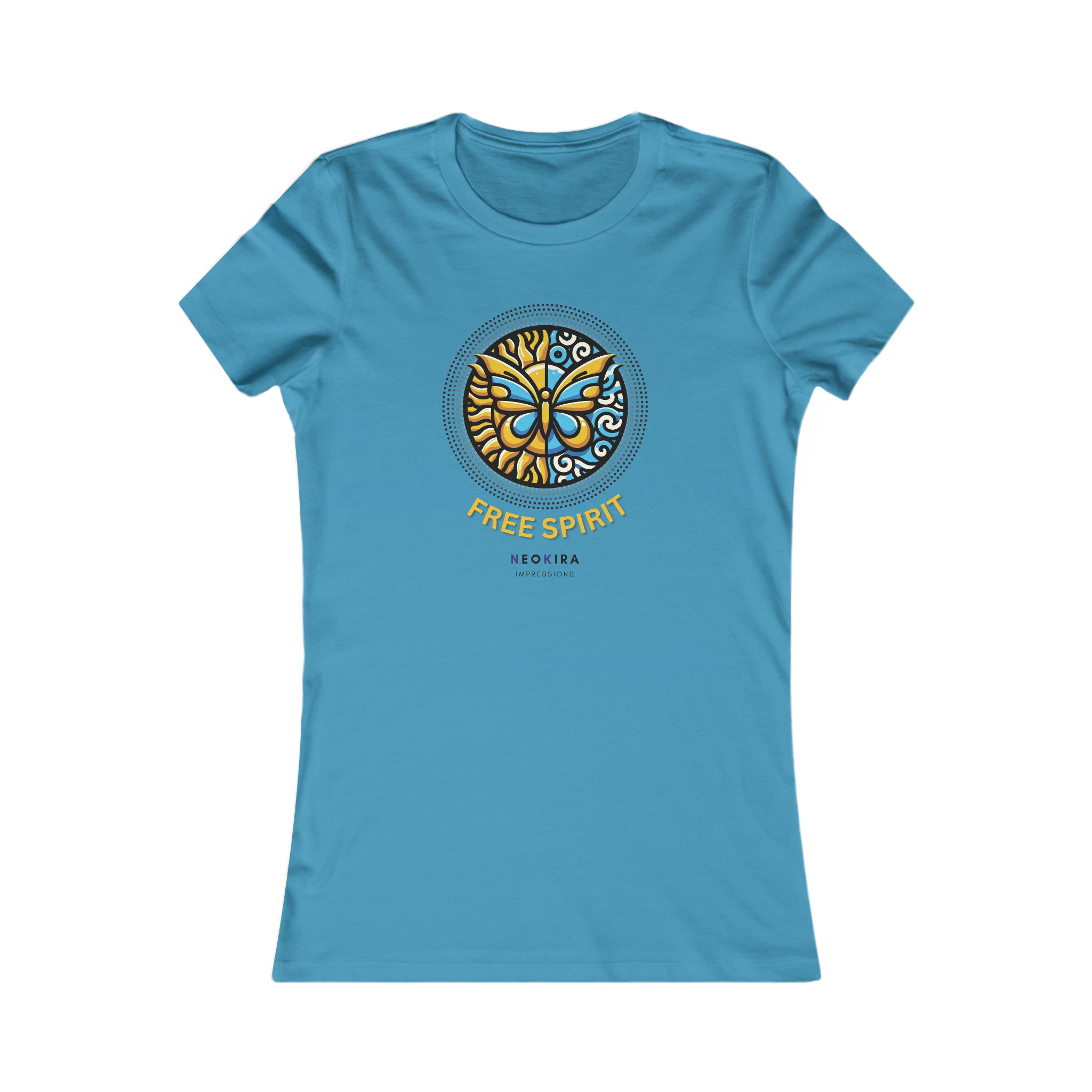 FREE SPIRIT BUTTERFLY Women's Favorite Tee T-Shirt Printify S Aqua 