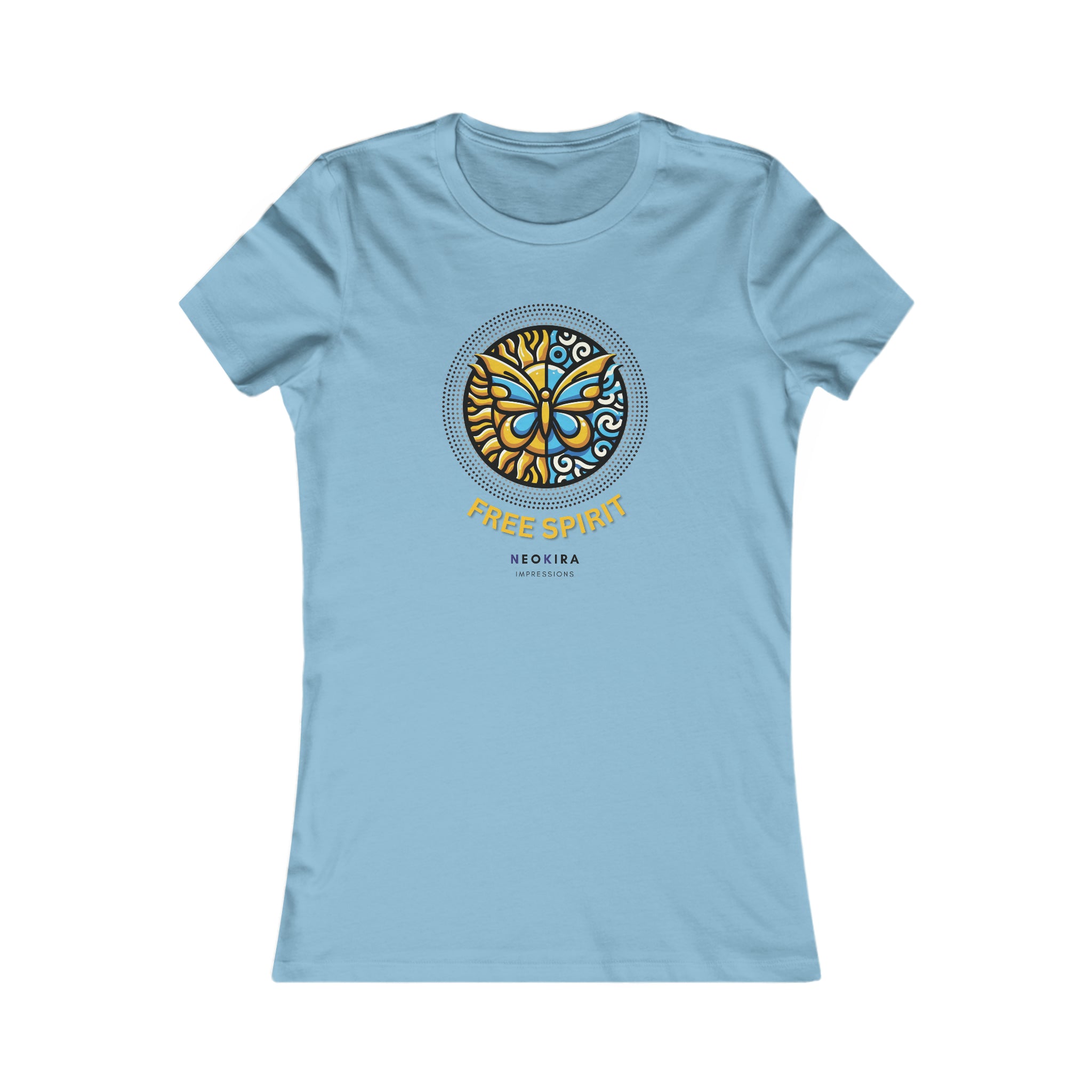 FREE SPIRIT BUTTERFLY Women's Favorite Tee T-Shirt Printify S Ocean Blue 