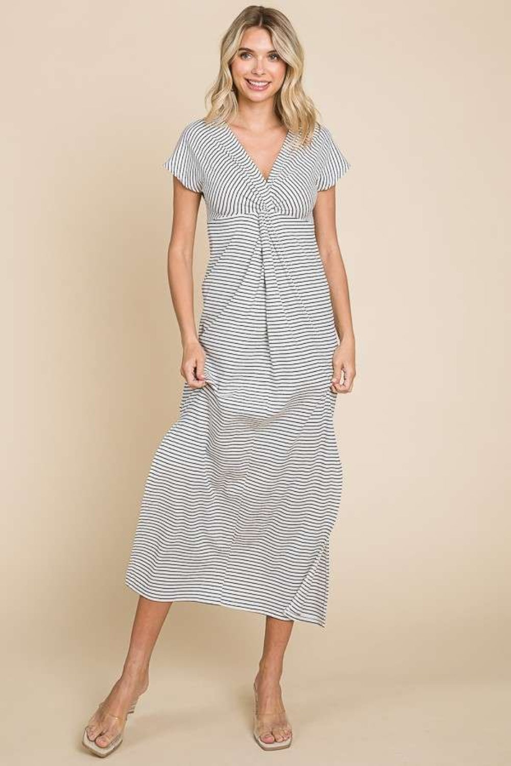 Culture Code Full Size Striped Twisted Detail Dress - NeoKira Unlimited