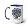 I BELIEVE IN MYSELF MANDALA Two-Tone Coffee Mugs, 15oz 15oz Two-Tone Mug Printify 15oz Blue 