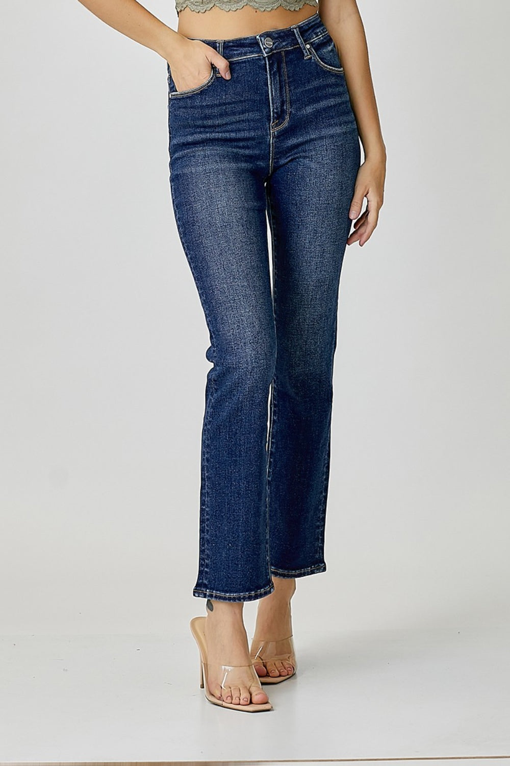 RISEN Full Size High Waist Straight Jeans Jeans Trendsi   