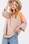 SAGE + FIG Color Block Curved Hem T-Shirt T-Shirt Trendsi   